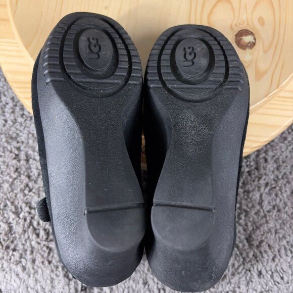 Ugg Gisella Wedge Heel Boots Womens Size 8 Black Suede Sheepskin Wool Lined - Picture 10 of 10